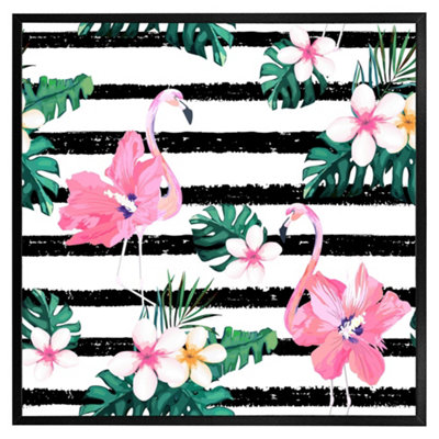 Andrew Lee Floral Flamingos (Picutre Frame) / 16X16" / Grey from B&Q