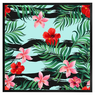 Andrew Lee Red & Pink Tropical Plants (Picutre Frame) / 30X30" / White from B&Q
