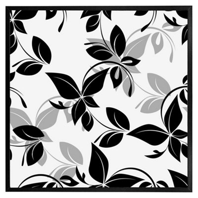 Andrew Lee Black & White Floral (Picutre Frame) / 16X16" / White from B&Q