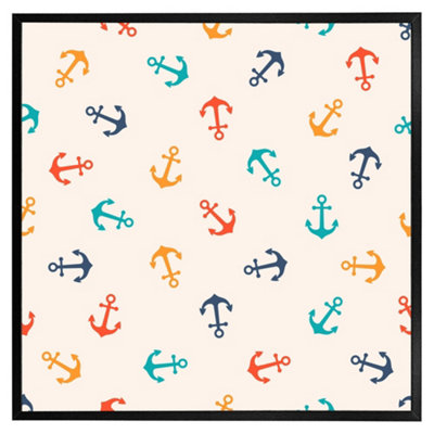 Andrew Lee Multi Coloured Anchors (Picutre Frame) / 24X24" / Black from B&Q