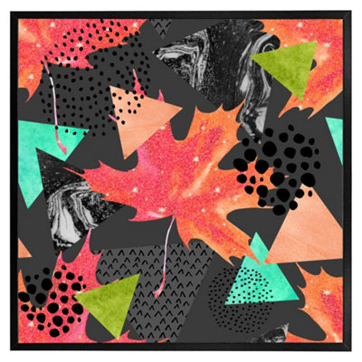 Andrew Lee Maple Leaf Geometrics (Picutre Frame) / 12X12" / Black from B&Q