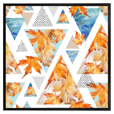 Andrew Lee Autumn Geometrics With Maple Leaves (Picutre Frame) / 30X30" / Grey from B&Q