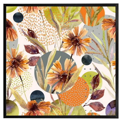 Andrew Lee Autumn Flowers (Picutre Frame) / 16X16" / Grey from B&Q