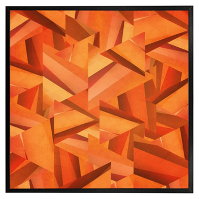 Andrew Lee Autumn Coloured Geometric Triangle Patterns (Picutre Frame) / 30X30" / Grey from B&Q
