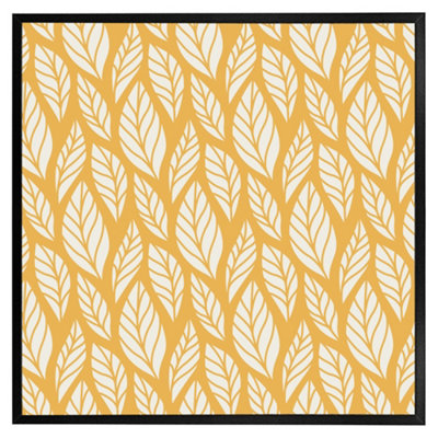 B&Q -  White Leaf Pattern On Orange (Picutre Frame) / 20X20" / Oak