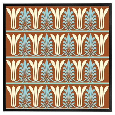 Andrew Lee Egyptian Flower Ornament Pattern (Picutre Frame) / 16X16" / Grey