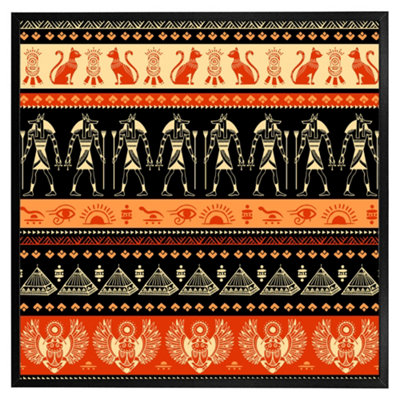 Andrew Lee Egyptian Heiroglyphs In Orange & Black (Picutre Frame) / 20X20" / Grey from B&Q