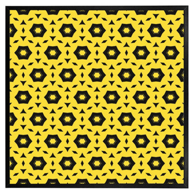 Andrew Lee Yellow & Black Geometric Pattern (Picutre Frame) / 16X16" / Oak from B&Q