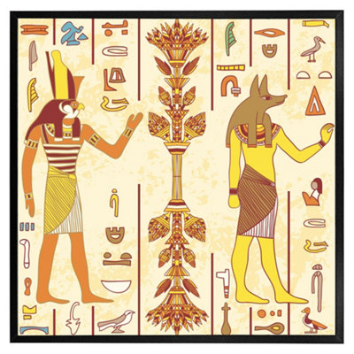 Andrew Lee Egyptian Gods & Ancient Egyptian Hieroglyphs (Picutre Frame) / 20X20" / Oak from B&Q
