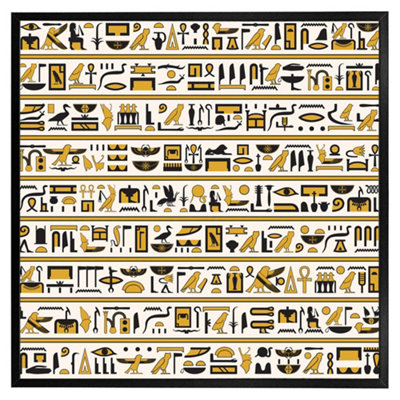 Andrew Lee Ancient Egyptian Hieroglyphs (Picutre Frame) / 24X24" / Grey from B&Q