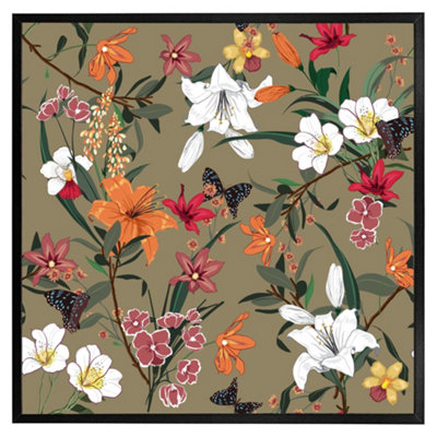Andrew Lee Selection Of Flowers (Picutre Frame) / 24X24" / Brown from B&Q