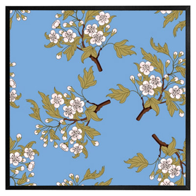 Andrew Lee Orchid Branches On Blue (Picutre Frame) / 20X20" / Black
