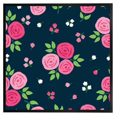 Andrew Lee Rose Bud Pattern (Picutre Frame) / 30X30" / White from B&Q