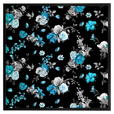 Andrew Lee Blue Roses (Picutre Frame) / 30X30" / Grey from B&Q