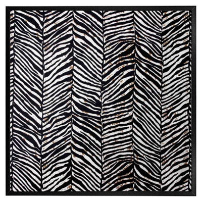 Andrew Lee Zebra Grunge Print (Picutre Frame) / 24X24" / Grey from B&Q