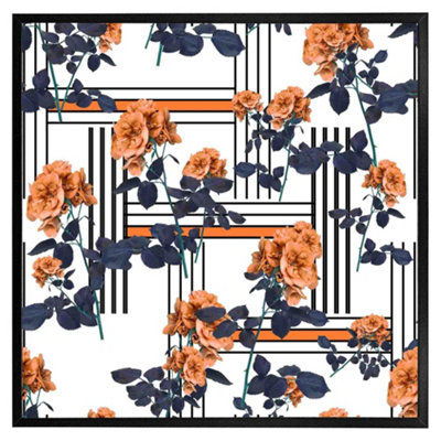 Andrew Lee Geometric Lines & Flowers (Picutre Frame) / 12X12" / Black from B&Q