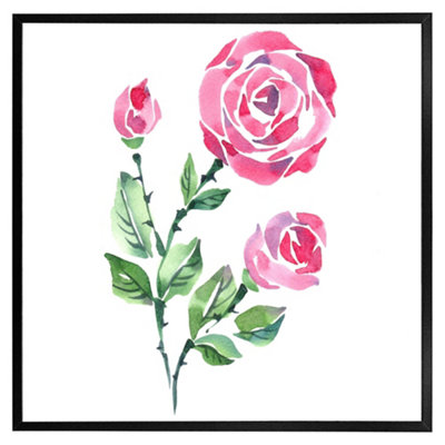 Andrew Lee Rose Print (Picutre Frame) / 30X30" / White from B&Q