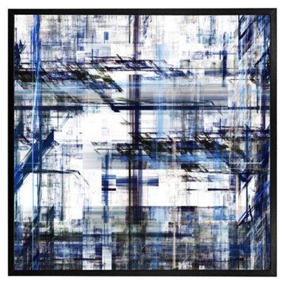 Andrew Lee Blue Grunge Pattern (Picutre Frame) / 30X30" / White from B&Q