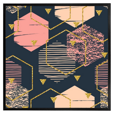 Andrew Lee Hexagons (Picutre Frame) / 24X24" / Black from B&Q