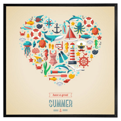 Andrew Lee Love Heart Of Sealife & Nautical Items (Picutre Frame) / 12X12" / Brown from B&Q