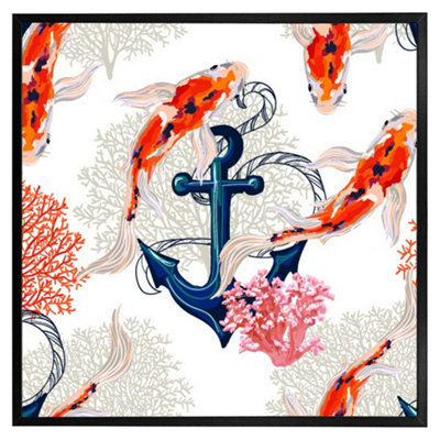 Andrew Lee Anchor & Fish (Picutre Frame) / 12X12" / Oak from B&Q