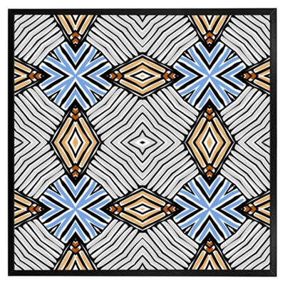 Andrew Lee Abstract Geometric Shapes & Hand Drawn Brush Stokes (Picutre Frame) / 20X20" / Grey from B&Q