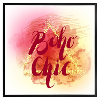 Andrew Lee Boho Chic Lettering On Beautiful Watercolour (Picutre Frame) / 30X30" / Grey from B&Q