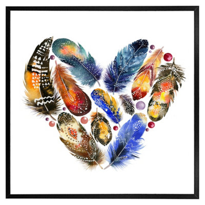 Andrew Lee Boho Tribal Heart (Picutre Frame) / 24X24" / White from B&Q