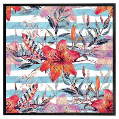 Andrew Lee Bouquet Of Watercolour Tiger Lilies (Picutre Frame) / 12X12" / Brown from B&Q