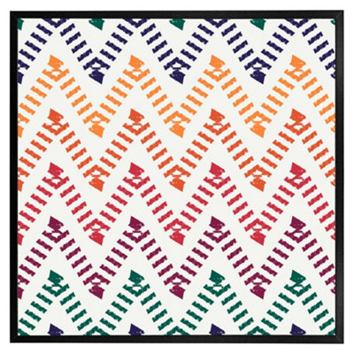 Andrew Lee Freehand Horizontal Zigzag And Chevron Stripes (Picutre Frame) / 24X24" / Oak from B&Q