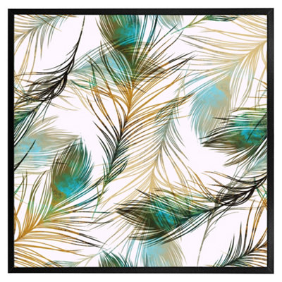 Andrew Lee Imprints Peacock Feathers (Picutre Frame) / 16X16" / Black from B&Q