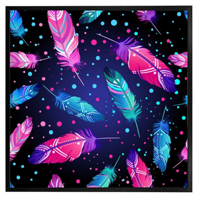 Andrew Lee Painted Bird Feathers (Picutre Frame) / 20X20" / Grey from B&Q