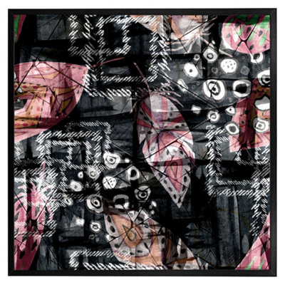 Andrew Lee Boho Pattern With Feathers (Picutre Frame) / 16X16" / Black from B&Q