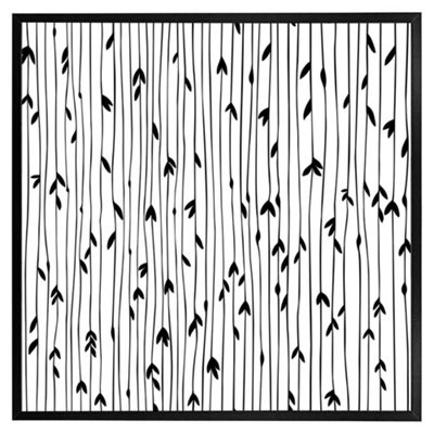 Andrew Lee Sketchy Leaves Scattered On Hand Drawn Lines On White Background (Picutre Frame) / 30X30" / Oak from B&Q