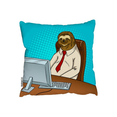 Andrew Lee Sloth Animal Office Worker Pop Art Retro (Cushion) / 60Cm X 60Cm from B&Q