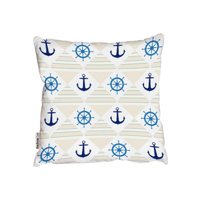 Andrew Lee CushionsNautical Pattern With Anchor And Ship Wheel (Cushion) / 45Cm X 45Cm from B&Q