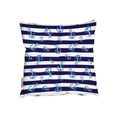 Andrew Lee CushionsAnchors On White And Blue Marine (Cushion) / 45Cm X 45Cm from B&Q