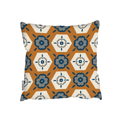 Andrew Lee CushionsRust Orange Background With GrayNavy Blue And Beige (Cushion) / 60Cm X 60Cm from B&Q
