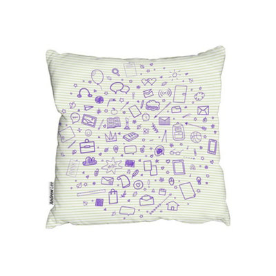 Andrew Lee CushionsAbstract Line Pattern With School Supplies (Cushion) / 60Cm X 60Cm from B&Q