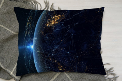 Andrew Lee CushionsConnection Lines Around Earth Globe (Cushion) / 45Cm X 30Cm from B&Q