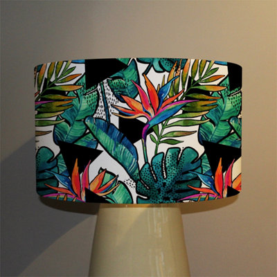 Andrew Lee Tropical Leaves And Flowers With Contour (Ceiling & Lamp Shade) / 45Cm X 26Cm / Ceiling Shade from B&Q