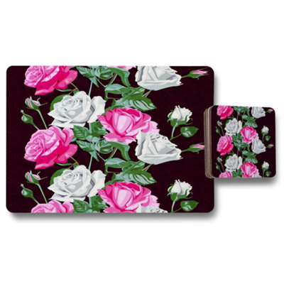 Andrew Lee Pattern Of Pink And White Flowers (Placemat & Coaster Set) / Default Title from B&Q