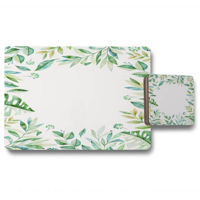 B&Q -  Light Botanical Leaves (Placemat & Coaster Set) / Default Title