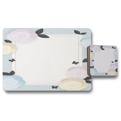 Andrew Lee Pastel Colour Flowers (Placemat & Coaster Set) / Default Title from B&Q