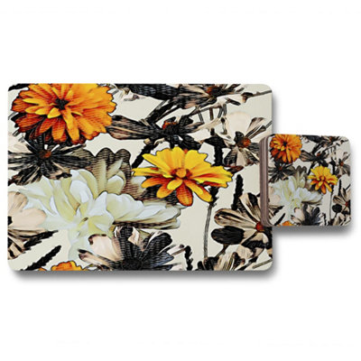 B&Q -  Orange Flower Print (Placemat & Coaster Set) / Default Title