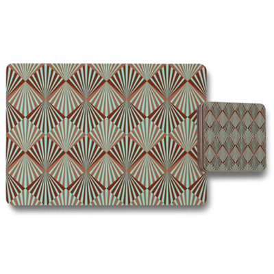B&Q -  Green Geometric Rays (Placemat & Coaster Set) / Default Title