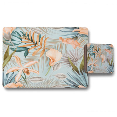 B&Q -  Pink Tropical Flowers (Placemat & Coaster Set) / Default Title