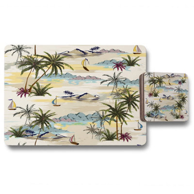 Andrew Lee Palm & Sailboats (Placemat & Coaster Set) / Default Title from B&Q