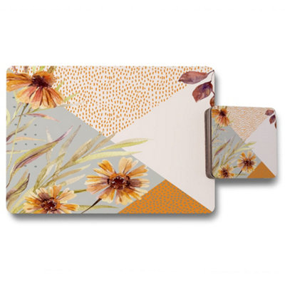 B&Q -  Autumn Geometric Shapes And Flowers (Placemat & Coaster Set) / Default Title