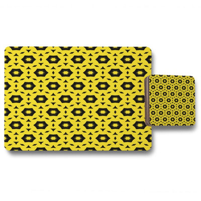 B&Q -  Yellow & Black Geometric Pattern (Placemat & Coaster Set) / Default Title